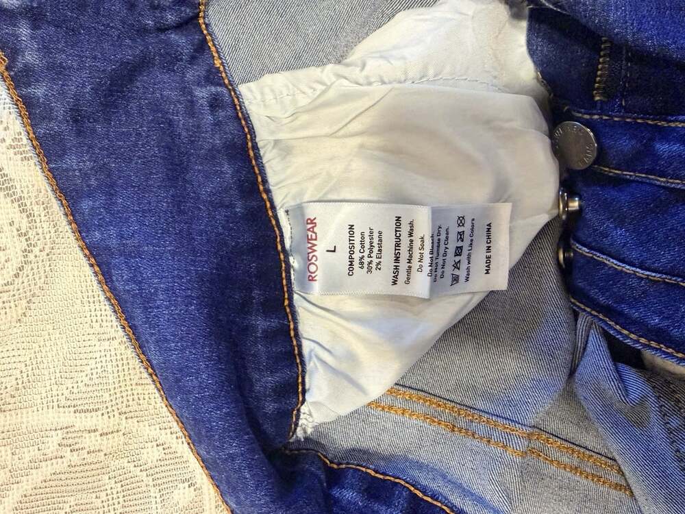 ROSWEAR Denim Jeans Womens Size Large Wide Leg High Waisted Baggy Stretchy - Picture 3 of 7
